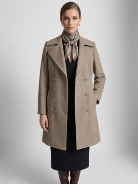 Liz Claiborne Tan Wool Fall Coat Medium